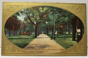 Harrisburg Pa Picturesque View in Gold, Walk in Capitol Park #1 Postcard E5