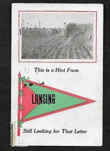 MP Lansing, Mich. Pennant Picture Farming This is a Hint, 1915