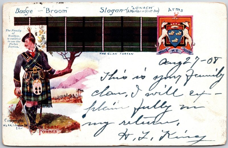 Badge Broom Slogan (Lonach A Mountain In Stratton)Postcard