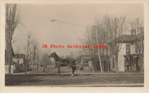 2 Postcards, Duchouquet Ohio? RPPC, Charles & Floyd Reichelderfer, Horse, Ship 