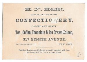 Victorian Trade Card HN Helfst NYC Confectionery Children