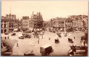 London England, Piccadilly Circus Fountain Wanderer Wasteland, Vintage Postcard