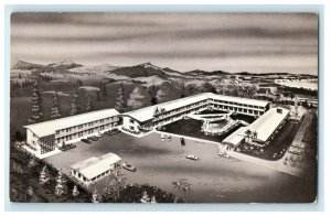 c1950's San Simon California Ca, Lodge Motel Cars Aerial View Postcard 