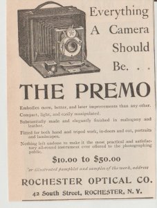 1896 Print Ad Premo Camera, Rochester Opticals,  42 South St Rochester NY