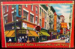 Vintage Postcard 1930-1945 Greetings from Chinatown, New York