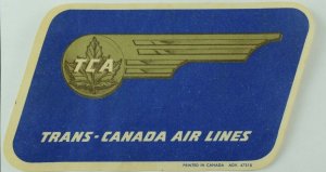 1940's-50's Trans-Canada Air Lines Luggage Label Original E18