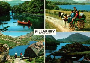 VINTAGE CONTINENTAL SIZE POSTCARD (4) VIEWS OF THE LAKES AND FELLS OF KILLARNEY