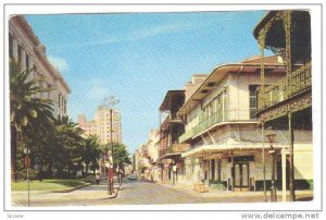 Royal Street, showing The Hall of Justice in The French Quarter of  New Orlea...