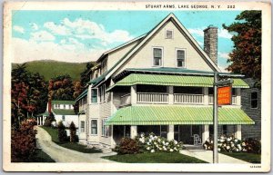 Stuart Arms Lake George New York Flowers & Plants Outside The Building Postcard