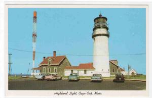 Highland Lighthouse Cars Cape Cod Massachusetts 1960c postcard