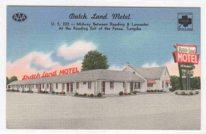 Dutch Land Motel US 222 Reading Lancaster Pennsylvania linen postcard