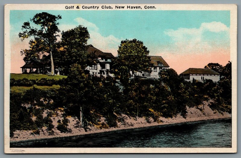 Postcard New Haven CT c1930s Golf and Country Club White Border