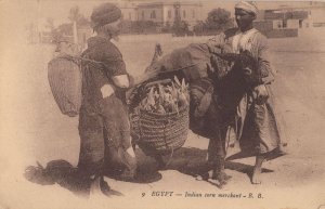 Egypt Indian Corn Merchant Antique Egyptian Postcard