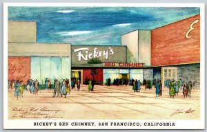Vtg San Francisco California CA Rickey's Red Chimney Restaurant Postcard