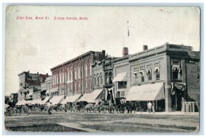 c1910 East Side Main St. Exterior View Building Eaton Rapids Michigan Postcard