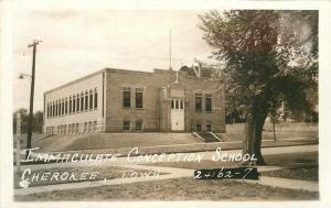 Cherokee Iowa Immaculate Conception School 1930s RPPC Photo Postcard 387
