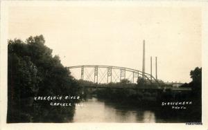 C1920s Factory Steel Girder Kashaskia River CARLYLE ILLINOIS RPPC postcard 11783