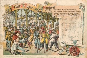 Germany old Bavaria Litho 1899 carnival festival 1899 postcard