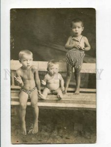 285778 Little Boys w/ CIGARETTES Vintage REAL PHOTO