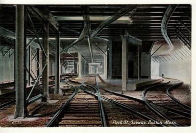 MA   BOSTON -- Park Street Subway, Railroad, Train  postcard