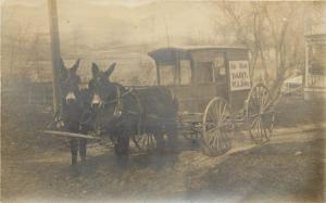 c1907 RPPC Mule-Drawn Wagon Oak Street Dairy, W.A. Bibby Ashland OR Jackson Co