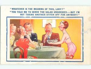 Bamforth Risque WOMAN IN LINGERIE SERVING DINNER AC0041