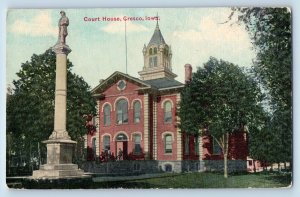 Cresco Iowa IA Postcard Court House Building Trees Exterior 1910 Vintage Antique