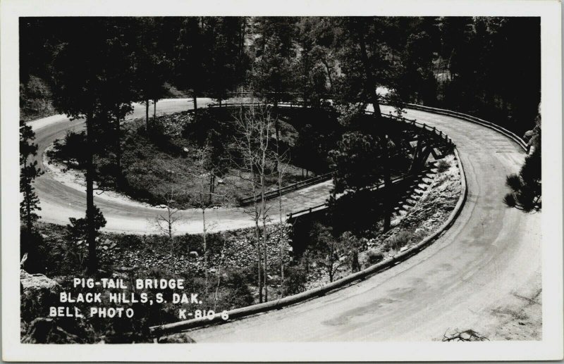 RPPC Pig Tail Bridge Black Hills South Dakota Real Photo Postcard Rise Photo