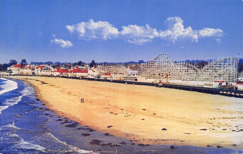 Santa Ana CA Roller Coaster & Amusement Park RidesOctopus? Beach 1950s Postcard