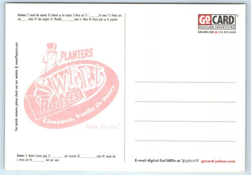 PLANTERS PEANUTS Advertising ~ MR. PEANUT CROSSWORD PUZZLE 4x6 Postcard