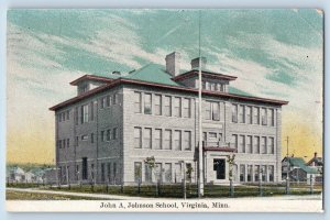 Virginia Minnesota MN Postcard John A Johnson School Building Exterior View 1911
