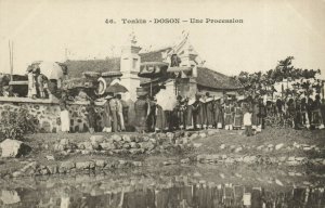 PC CPA VIETNAM, INDO CHINA, TONKIN, DOSON, UNE PROCESSION, Postcard (b20271)