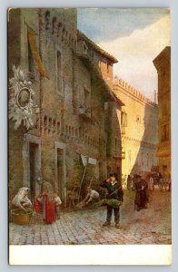 Illustration of the House of Giulio Romano in Rome Vintage Postcard A263