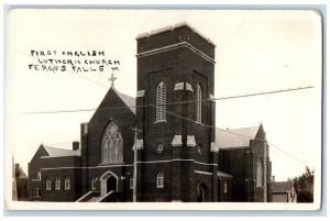 c1910's First English Lutheran Church Fergus Falls Minnesota RPPC Photo Postcard