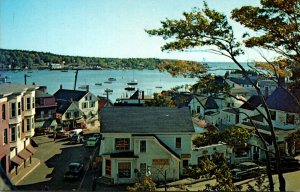 Maine Boothbay Harbor Looking Down Commercial Street Across The Harbor