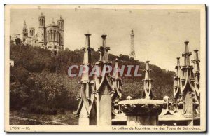 Postcard Old Lyon Hill FOourviere view of Saint Jean Tours