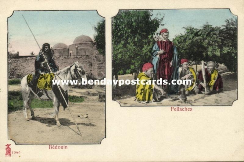 Bedouin Man on Horse in front of Mosque, Islam, Group Fellaches (1899)