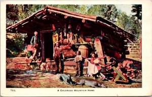 Postcard People Outside A Colorado Mountain Home