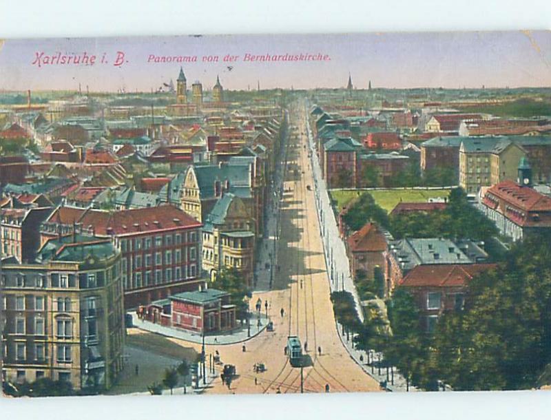 Old Postcard STREET VIEW Karlsruhe - Carlsruhe - Baden-Wurttemberg Germany F5537