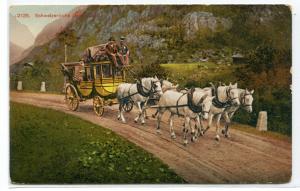 Swiss Stage Coach Schweizerische Gebirgspost Switzerland 1910c postcard