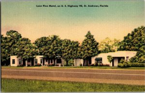 Lone Pine Motel on U.S. Highway 98, St. Andrews FL Vintage Linen Postcard G14