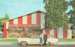 Fresno CA Garnet L. Bill Billings Farm Equipment Mink Stole Old Car Postcard