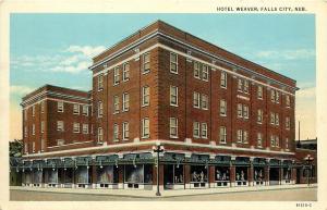 Linen Postcard, Hotel Weaver, Falls City NE Richardson County Unposted