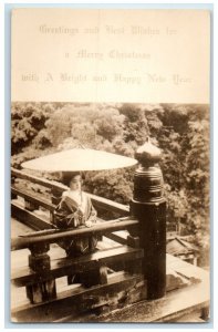 c1940's Christmas New Year Kiyomizudera Temple Kyoto Japan RPPC Photo Postcard