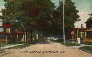 Vintage Postcard 1914 View of A 510 River Street Salamanca New York N. Y.