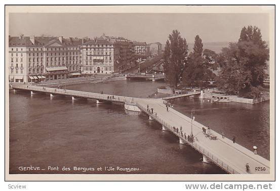 RP; Geneve, Pont des Bergues et l'Jie Rousseau, Switzerland, 10-20s