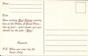 Beautiful Western Girl, Beef Restaurant, Steer, 1950's Advertising Hilton Hotel