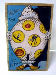 Halloween Postcard Jolly Clown Black Cat JOL Skull Witch Suit HM Rose TRG Unused 