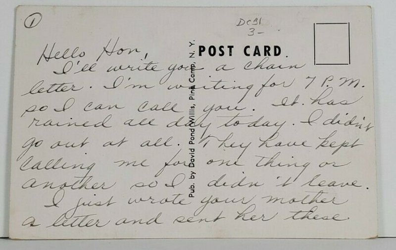 Pine Camp NY Interior View Hall Postcard P15