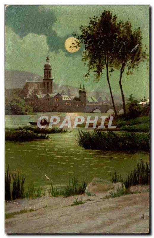 Old Postcard Fantasy Landscape Village